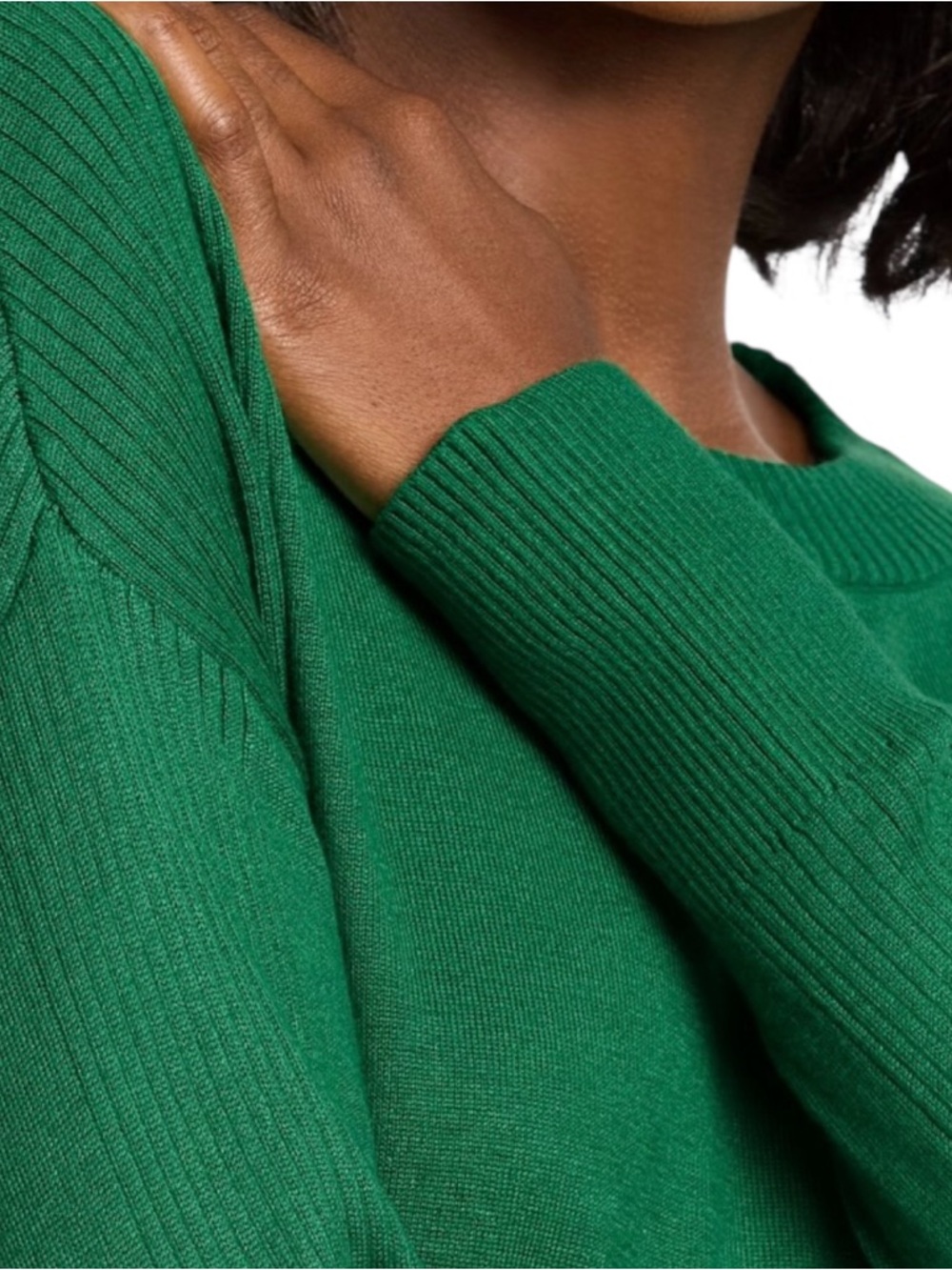 Market & Spruce Kenz Silk & Cashmere Blend Kelly Green Sweater - Picture 3 of 8